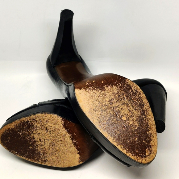 Stuart Weitzman 4.75" Black Patent Leather Heels Open Toe 1" Platform - Picture 5 of 9